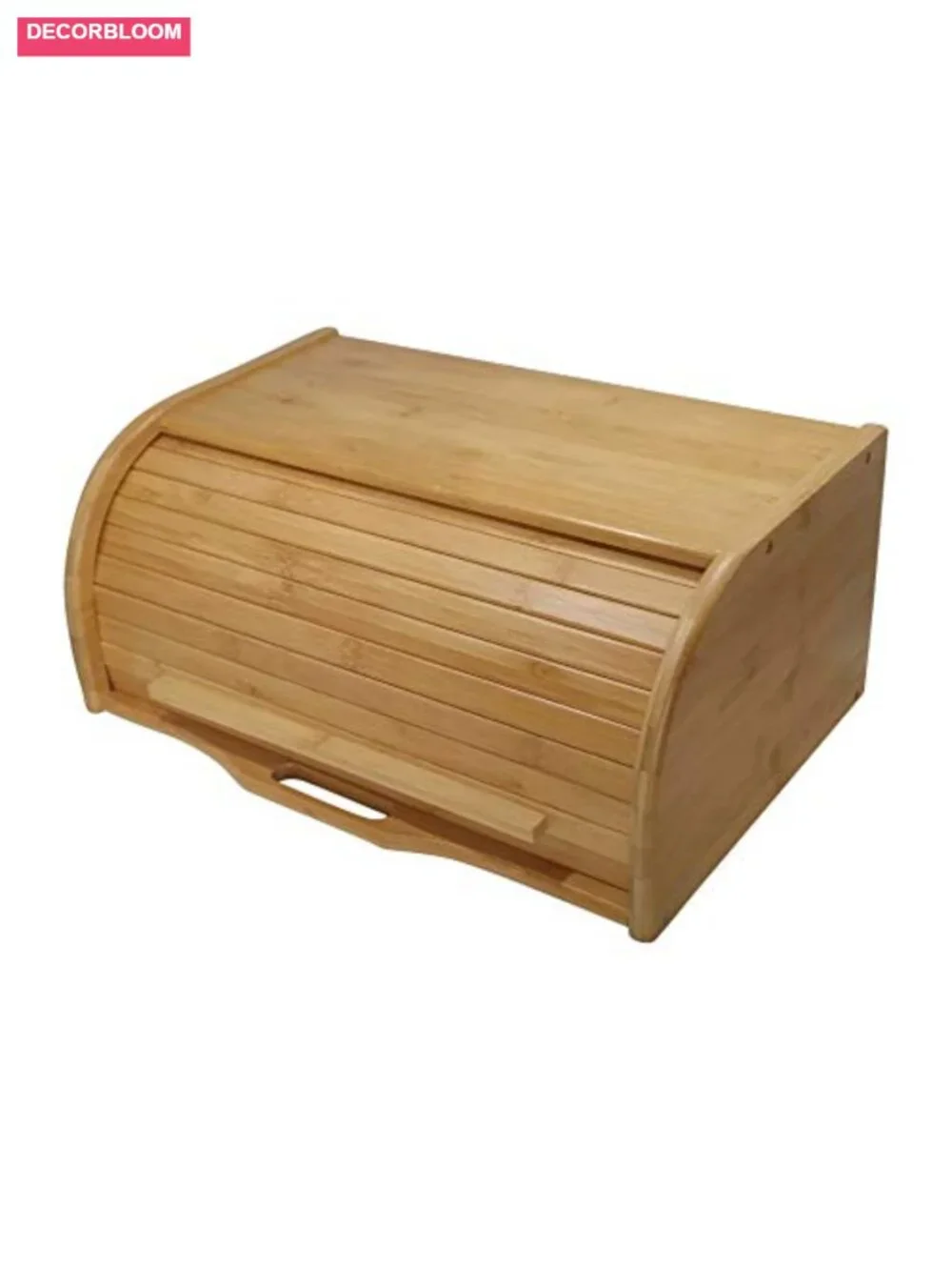 Natural Bamboo Roll Top Bread Box Large Kitchen Counter Storage